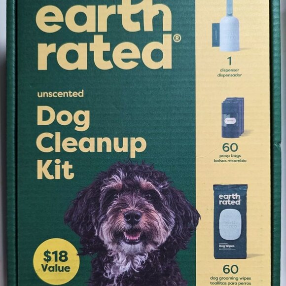 NEW!! Earth Rated Dog Cleanup Kit - All New Dispenser, Bags and Wipes! Unscented - Picture 1 of 7
